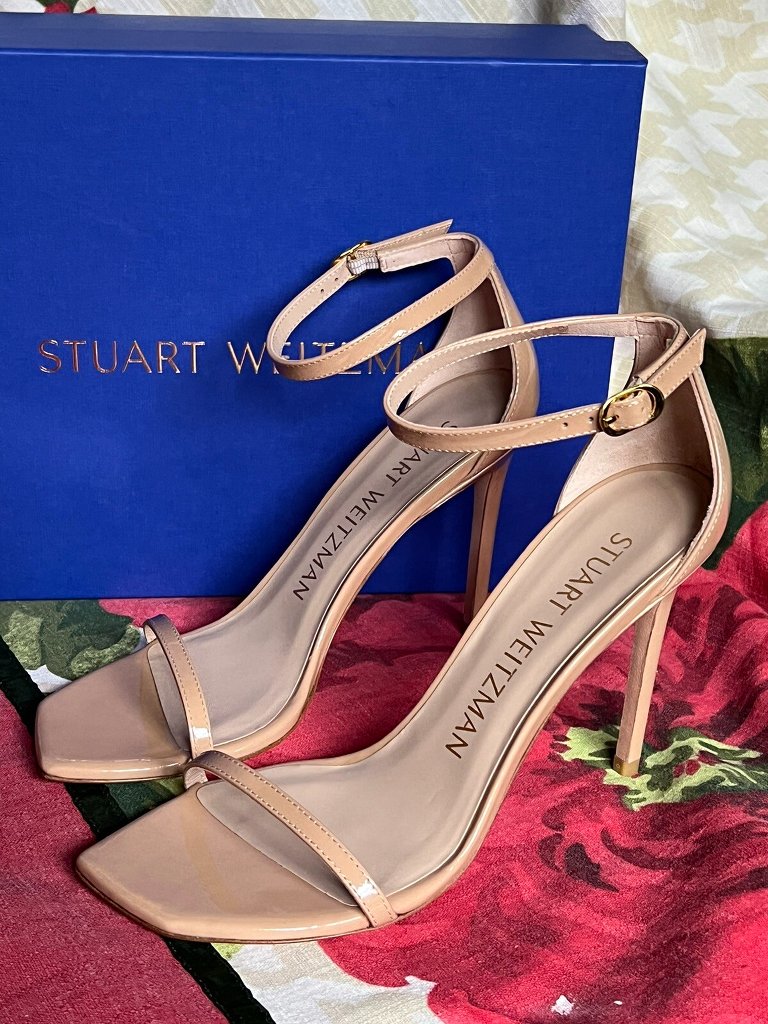 Stuart Weitzman Nudistcurve100 Ankle-Strap/Patent Leather